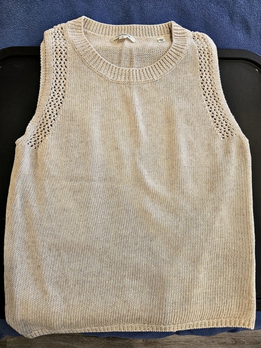 Max Studio London Sleeveless Knit Sweater Beige